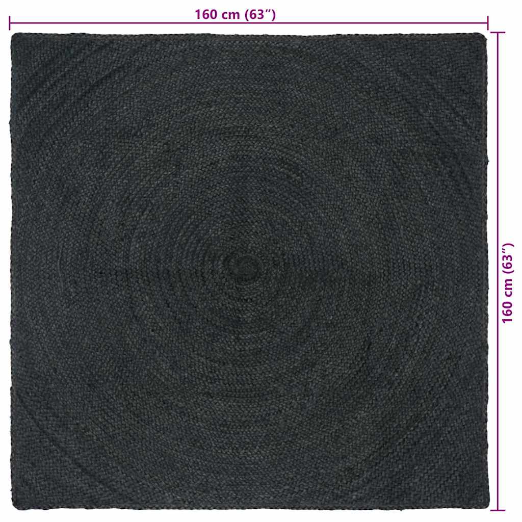 Vloerkleed Jute 160 x 160 cm Donkergrijs