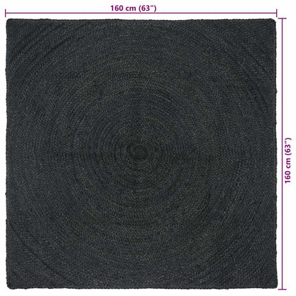 Vloerkleed Jute 160 x 160 cm Donkergrijs