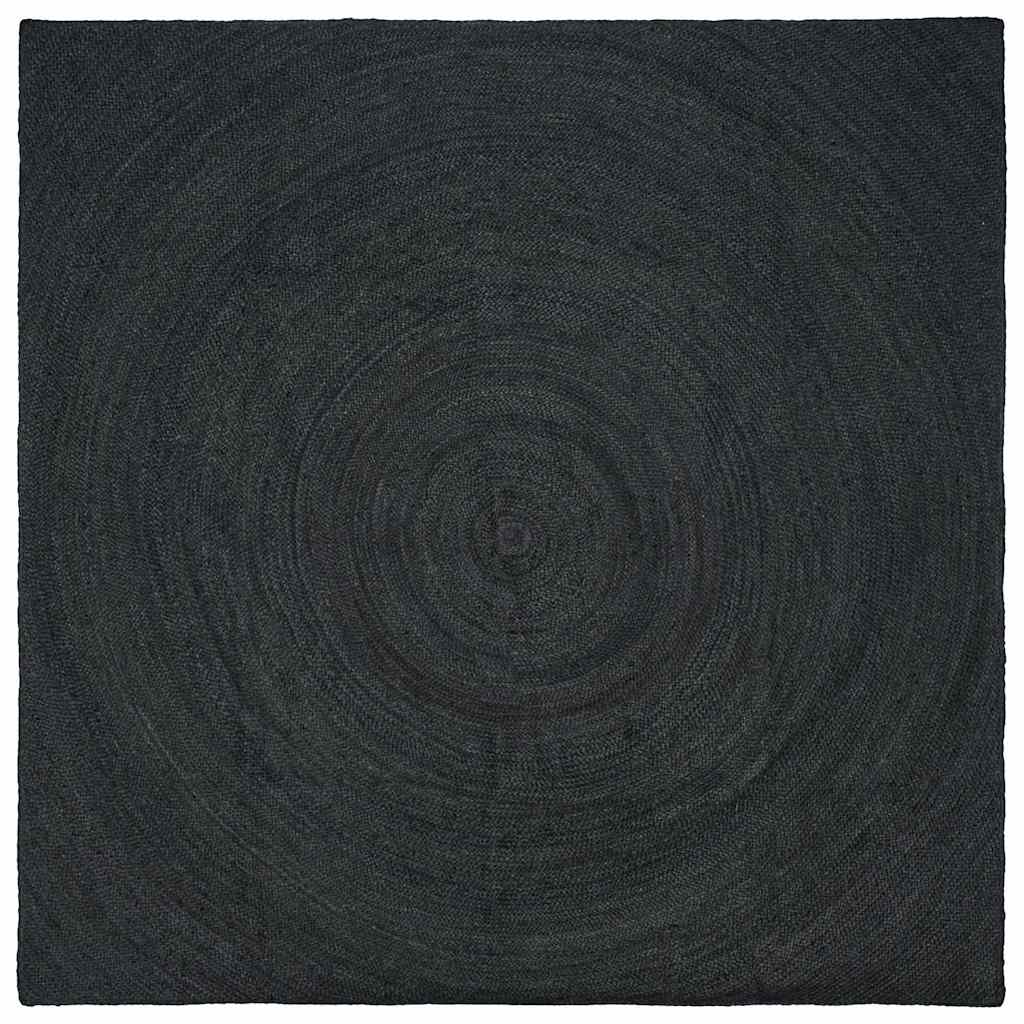 Vloerkleed Jute 200 x 200 cm Donkergrijs
