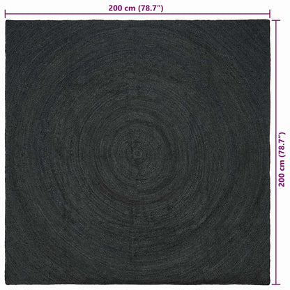 Vloerkleed Jute 200 x 200 cm Donkergrijs