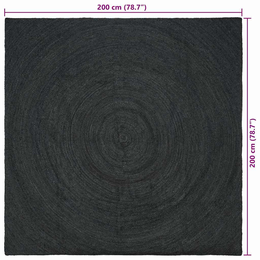 Vloerkleed Jute 200 x 200 cm Donkergrijs