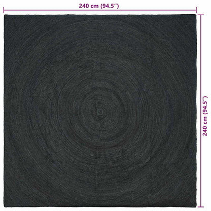 Vloerkleed Jute 240 x 240 cm Donkergrijs