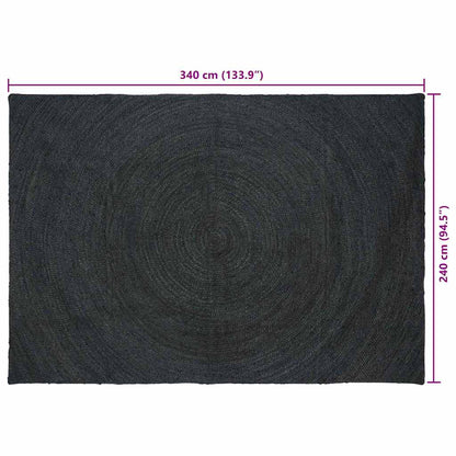 Vloerkleed Jute 240 x 340 cm Donkergrijs