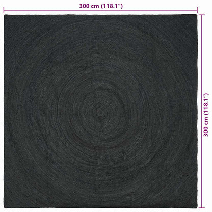 Vloerkleed Jute 300 x 300 cm Donkergrijs