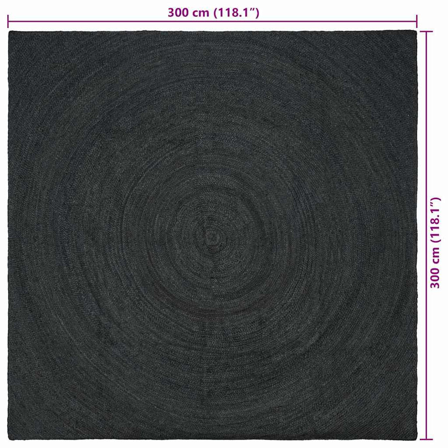 Vloerkleed Jute 300 x 300 cm Donkergrijs