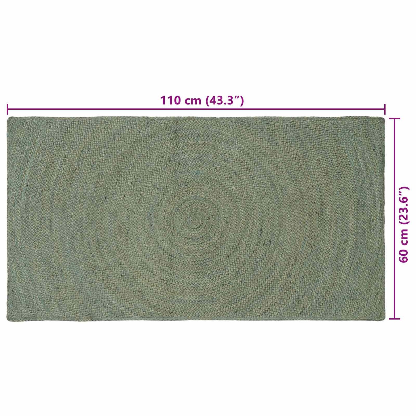 Vloerkleden Olijfgroen 60 x 110 cm Jute