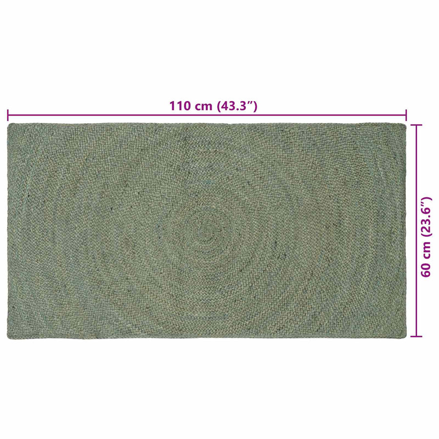 Vloerkleden Olijfgroen 60 x 110 cm Jute