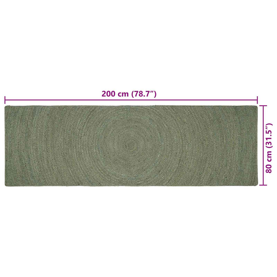 Vloerkleden Olijfgroen 80 x 200 cm Jute