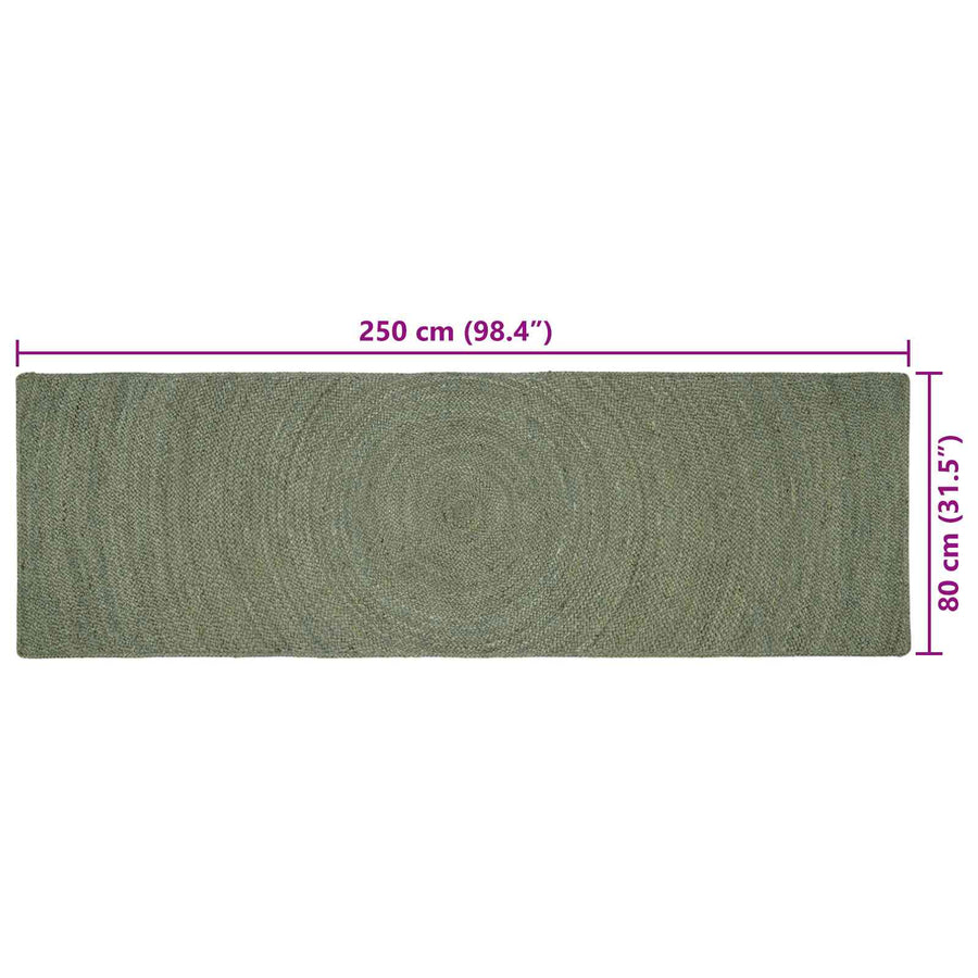 Vloerkleden Olijfgroen 80 x 250 cm Jute