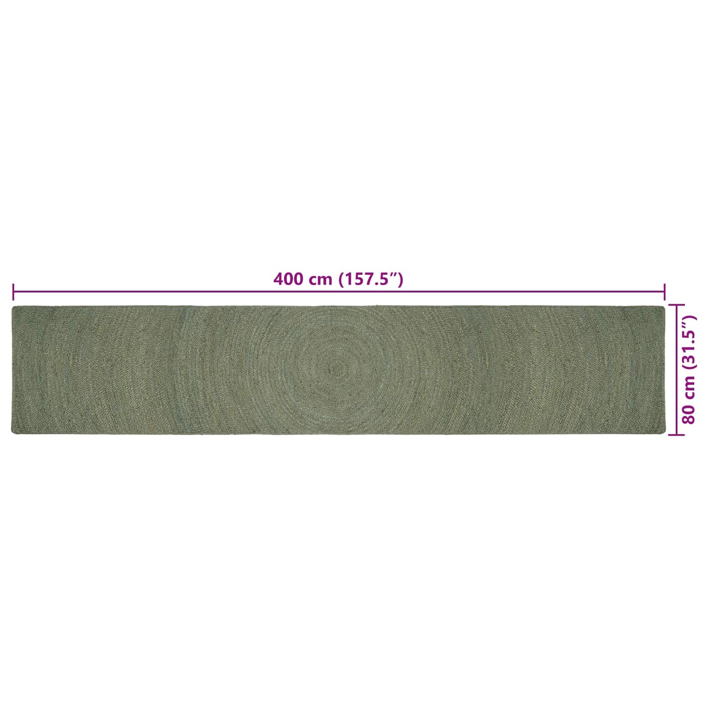 Vloerkleden Olijfgroen 80 x 400 cm Jute
