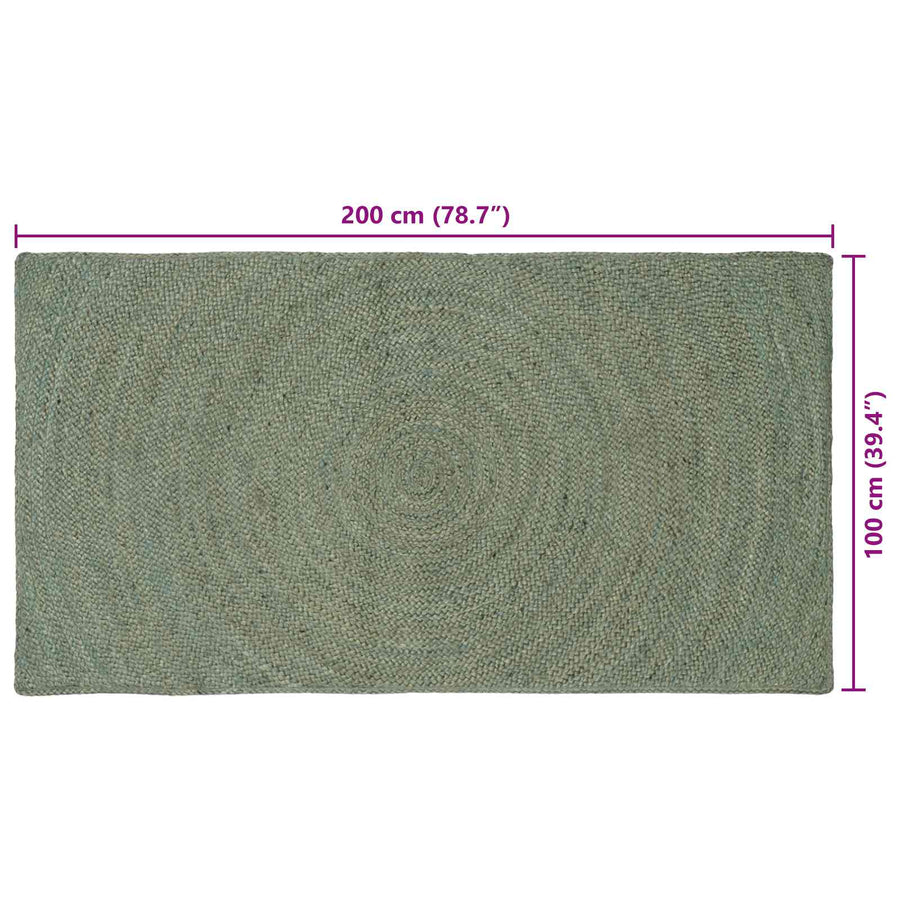 Vloerkleden Olijfgroen 100 x 200 cm Jute