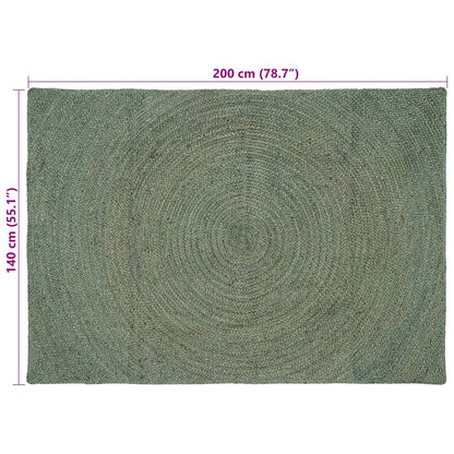 Vloerkleden Olijfgroen 140 x 200 cm Jute