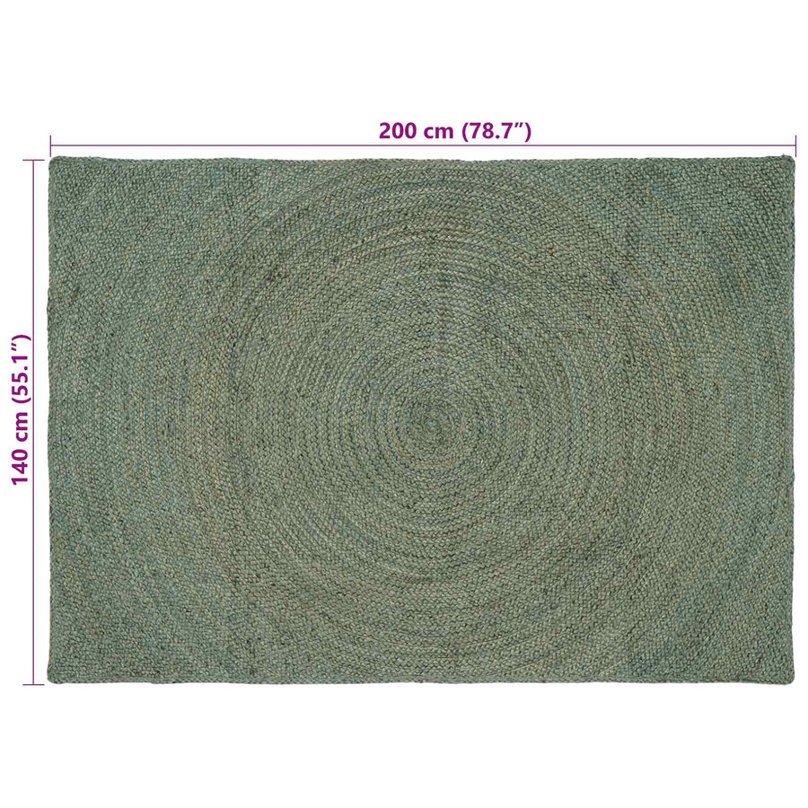 Vloerkleden Olijfgroen 140 x 200 cm Jute