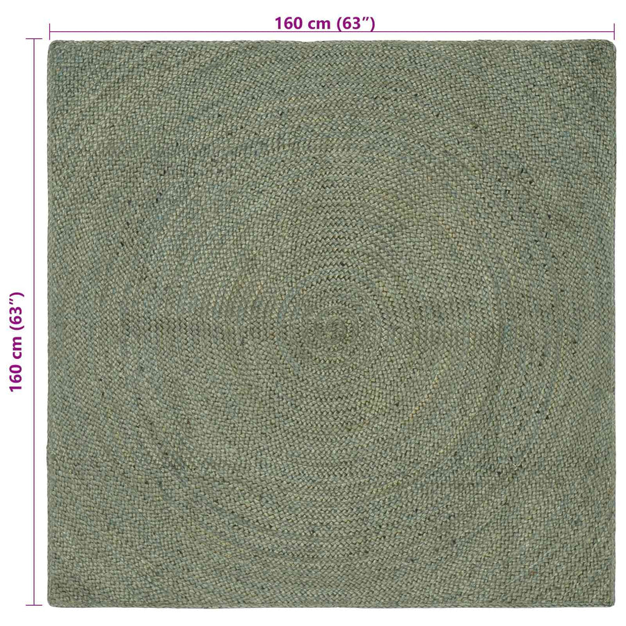 Vloerkleden Olijfgroen 160 x 160 cm Jute