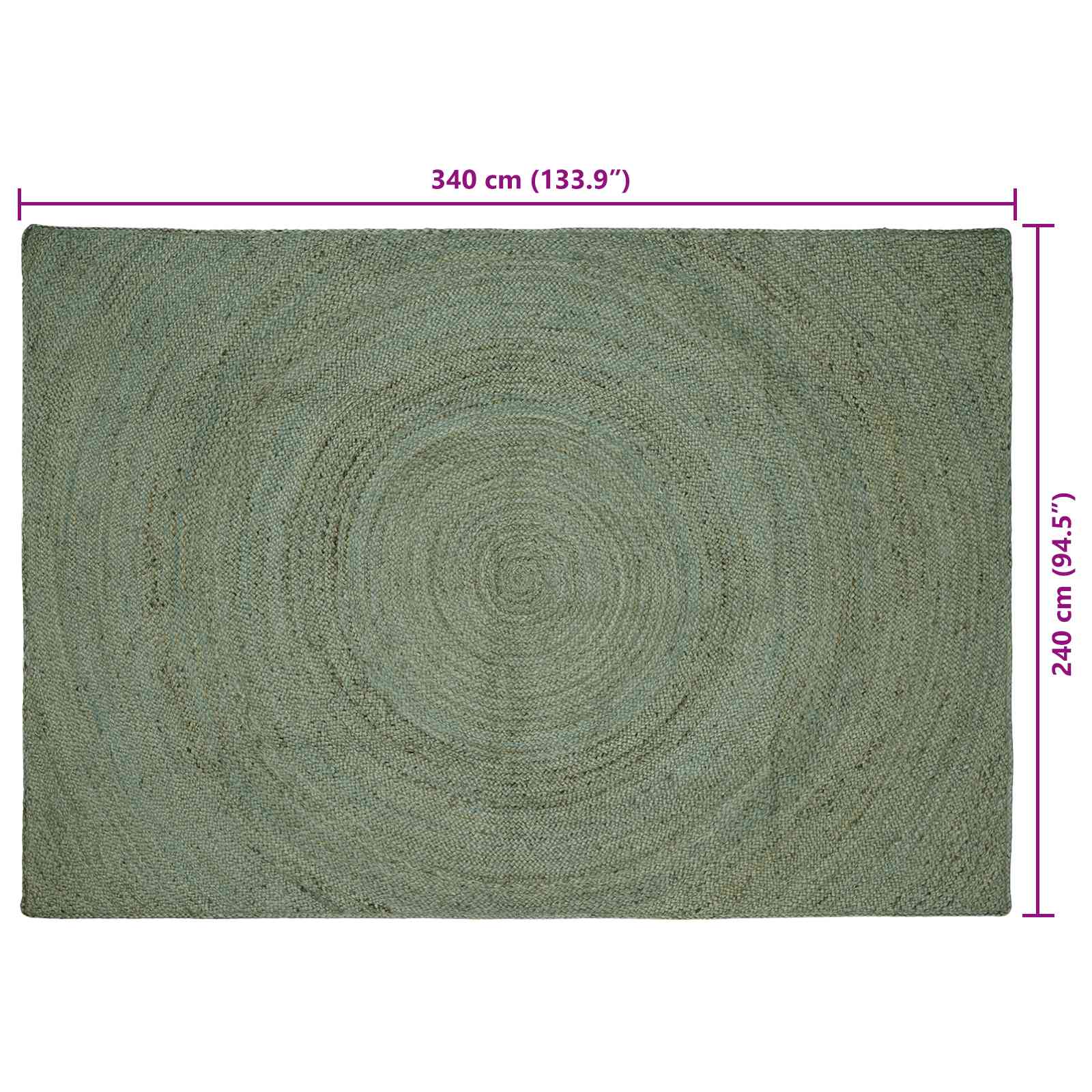 Vloerkleden Olijfgroen 240 x 340 cm Jute
