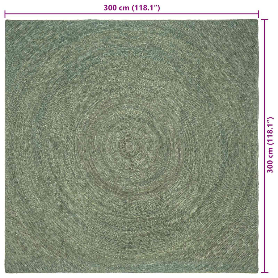 Vloerkleden Olijfgroen 300 x 300 cm Jute