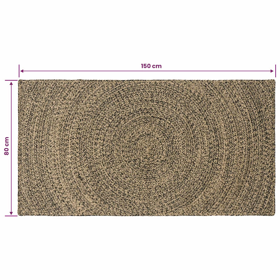 Vloerkleden Naturel en Zwart 80 x 150 cm Jute