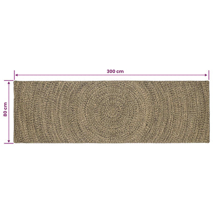 Vloerkleden Naturel en Zwart 80 x 300 cm Jute