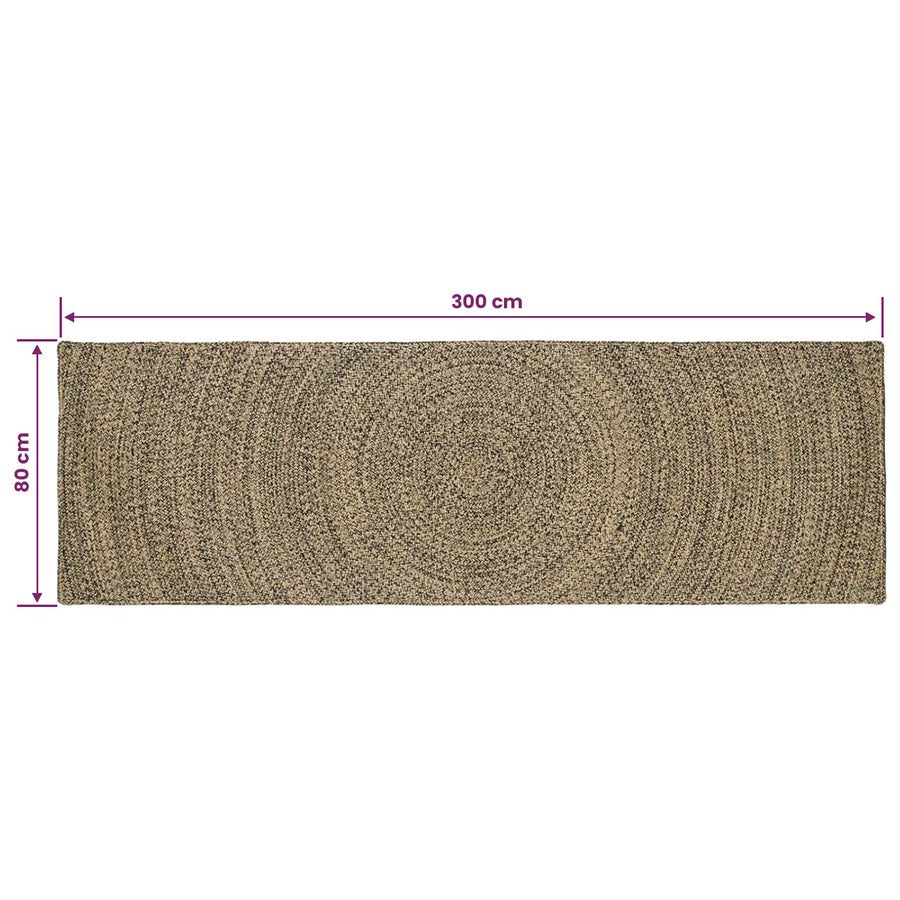 Vloerkleden Naturel en Zwart 80 x 300 cm Jute