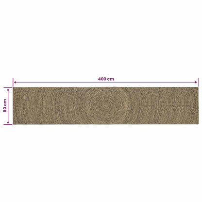 Vloerkleden Naturel en Zwart 80 x 400 cm Jute