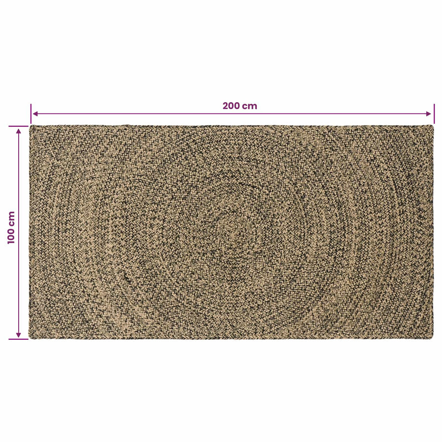 Vloerkleden Naturel en Zwart 100 x 200 cm Jute