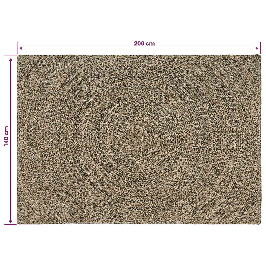 Vloerkleden Naturel en Zwart 140 x 200 cm Jute