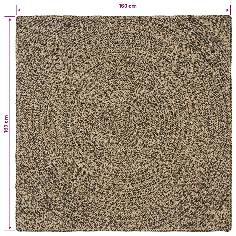 Vloerkleden Naturel en Zwart 160 x 160 cm Jute