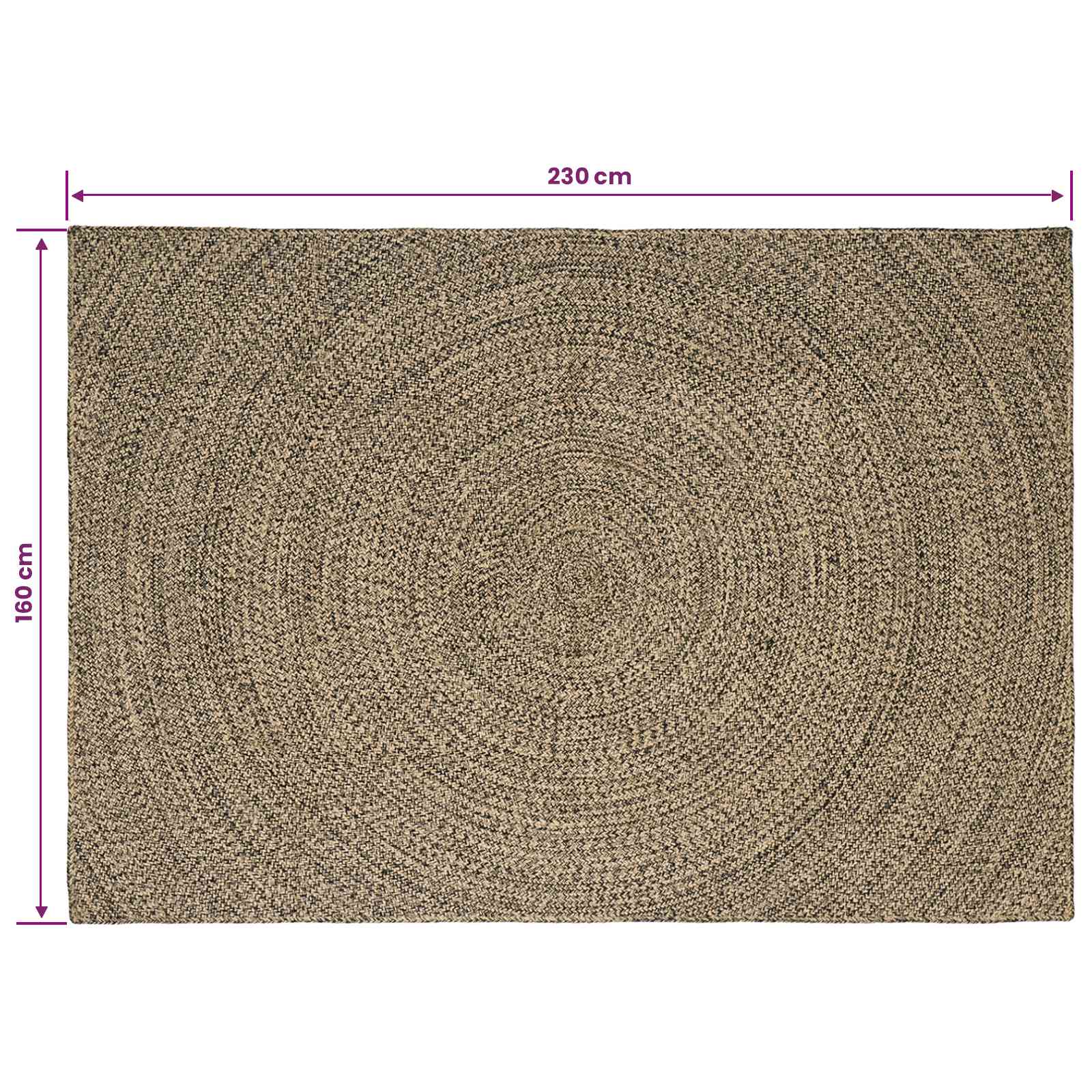 Vloerkleden Naturel en Zwart 160 x 230 cm Jute