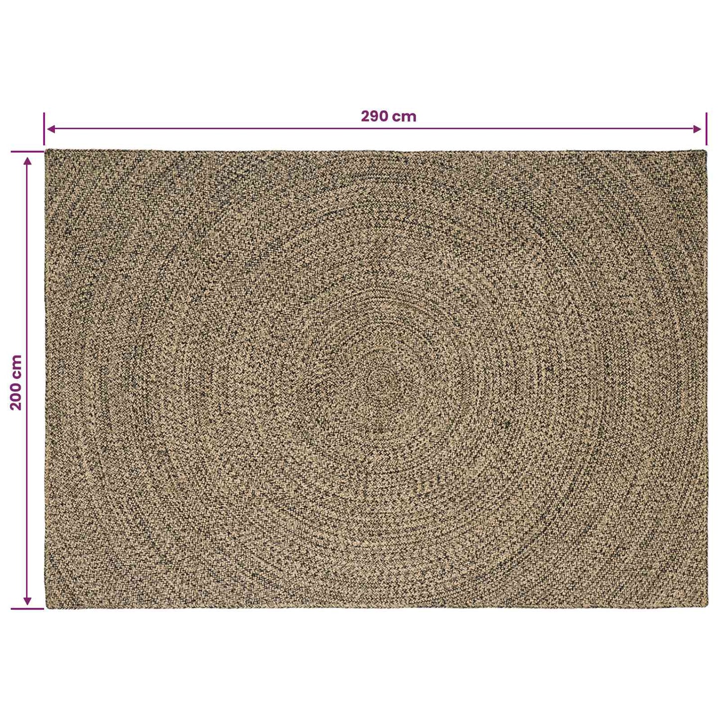 Vloerkleden Naturel en Zwart 200 x 290 cm Jute