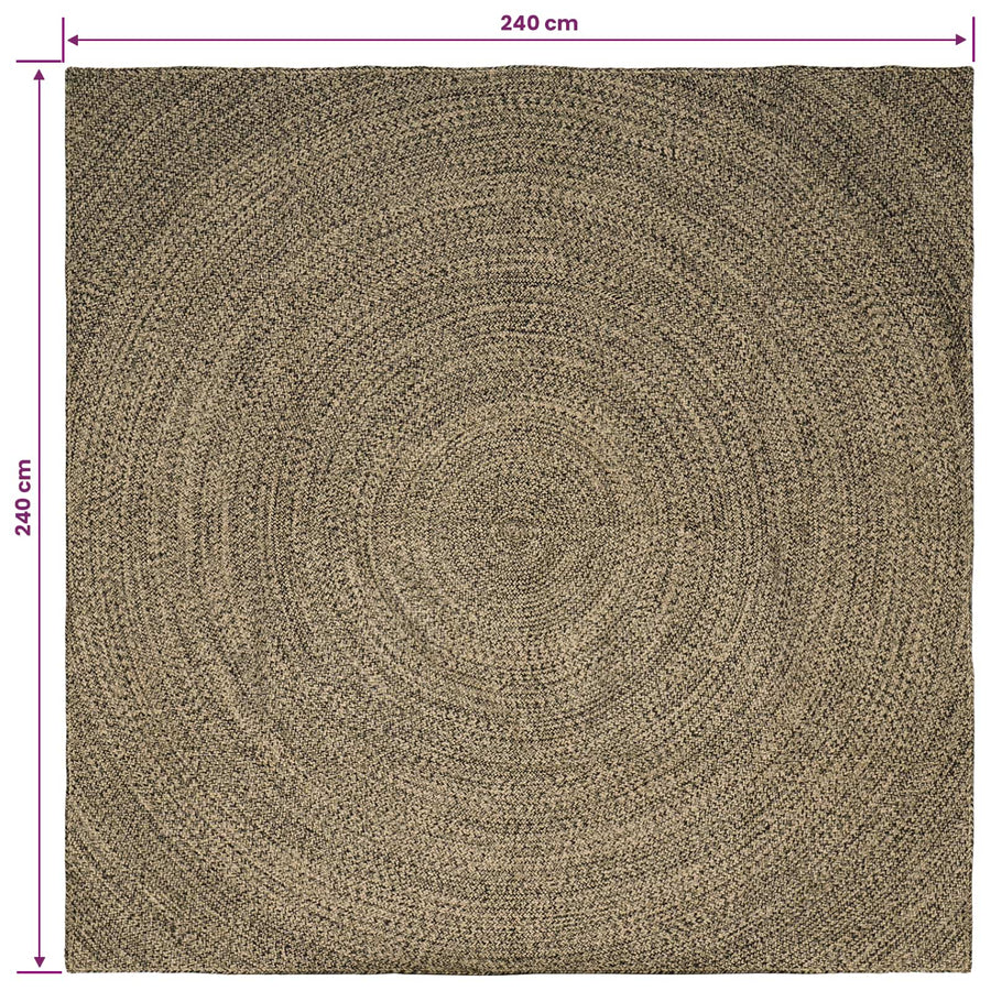 Vloerkleden Naturel en Zwart 240 x 240 cm Jute