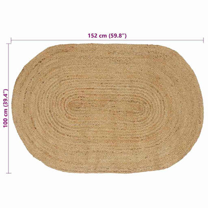 Vloerkleed Natuurlijk En Zwart 300 X 300 Cm Jute 100 x 152 cm Naturel