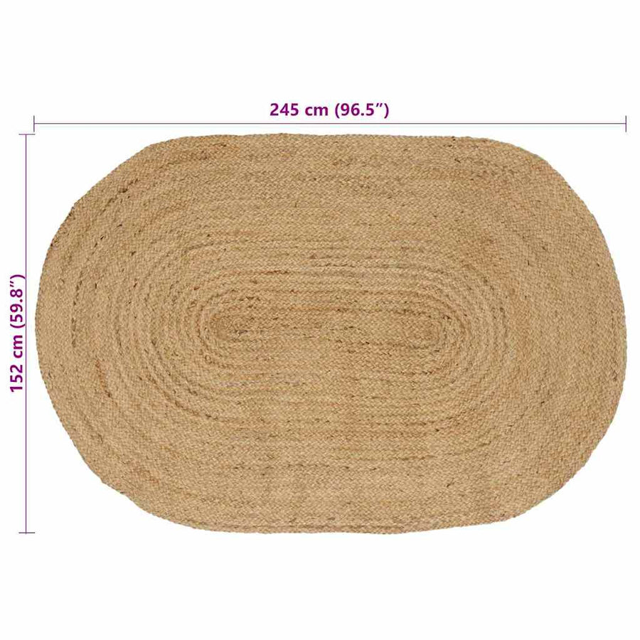 Vloerkleed Natuurlijk En Zwart 300 X 300 Cm Jute 152 x 245 cm Naturel