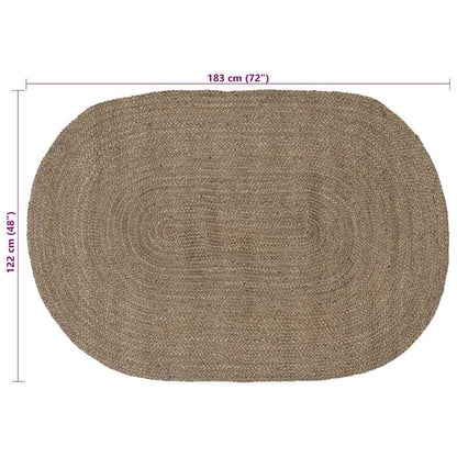 Vloerkleed Natuurlijk En Zwart 300 X 300 Cm Jute 122 x 183 cm Grijs