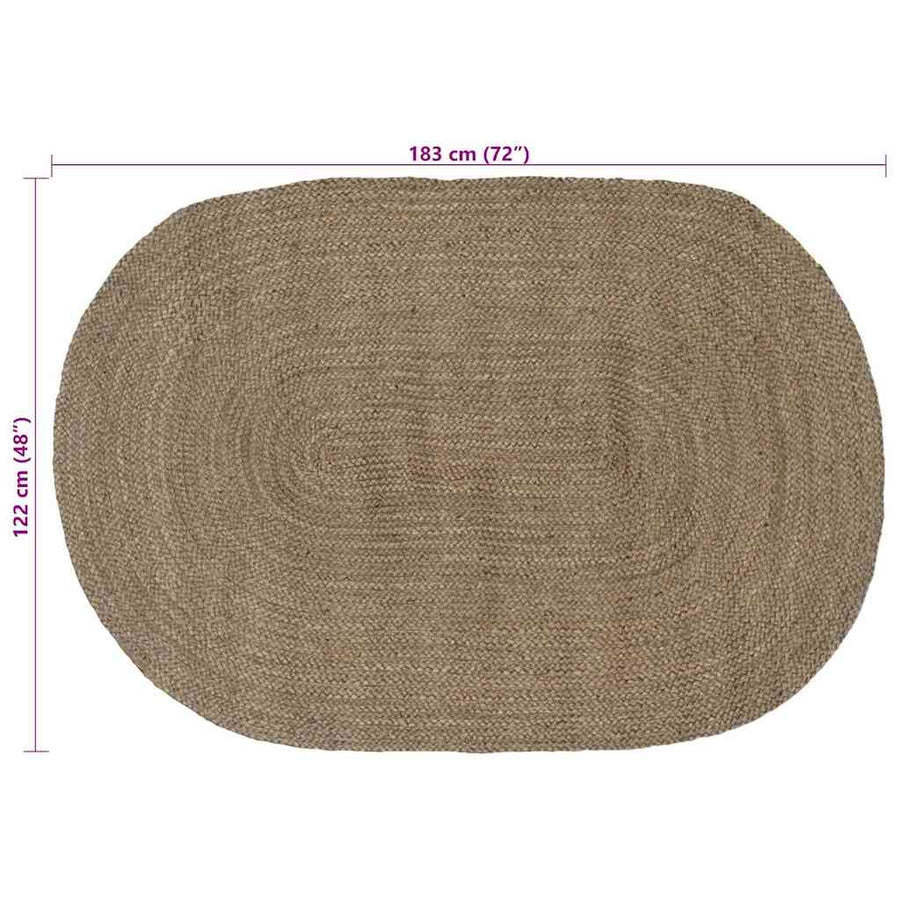 Vloerkleed Natuurlijk En Zwart 300 X 300 Cm Jute 122 x 183 cm Grijs