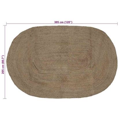 Vloerkleed Natuurlijk En Zwart 300 X 300 Cm Jute 205 x 305 cm Grijs