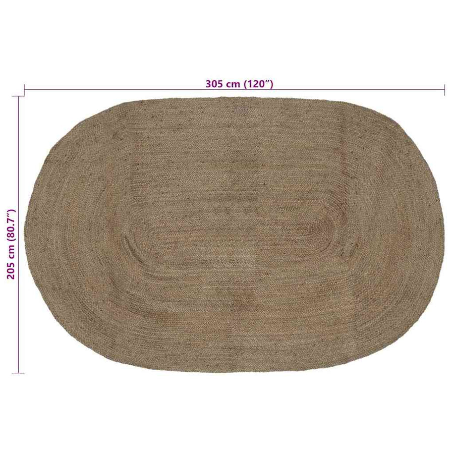 Vloerkleed Natuurlijk En Zwart 300 X 300 Cm Jute 205 x 305 cm Grijs