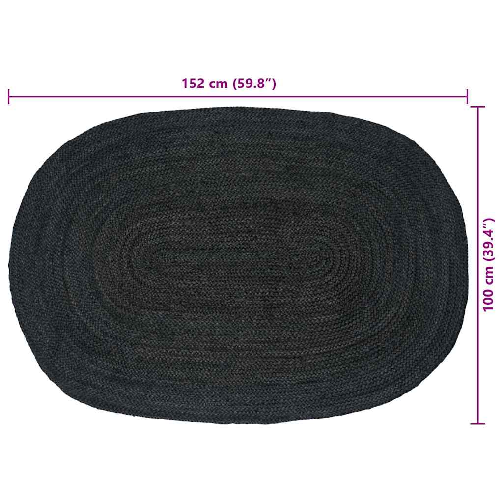 Vloerkleed Natuurlijk En Zwart 300 X 300 Cm Jute 100 x 152 cm Donkergrijs