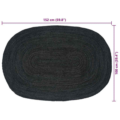 Vloerkleed Natuurlijk En Zwart 300 X 300 Cm Jute 100 x 152 cm Donkergrijs