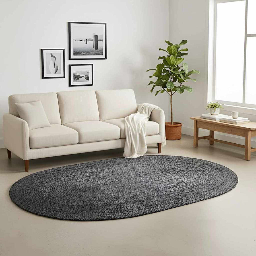 Vloerkleed Natuurlijk En Zwart 300 X 300 Cm Jute 122 x 183 cm Donkergrijs