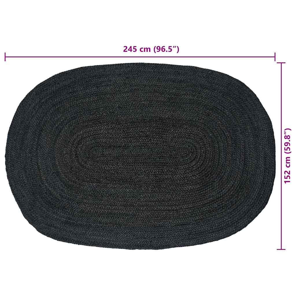 Vloerkleed Natuurlijk En Zwart 300 X 300 Cm Jute 152 x 245 cm Donkergrijs