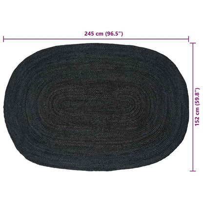 Vloerkleed Natuurlijk En Zwart 300 X 300 Cm Jute 152 x 245 cm Donkergrijs