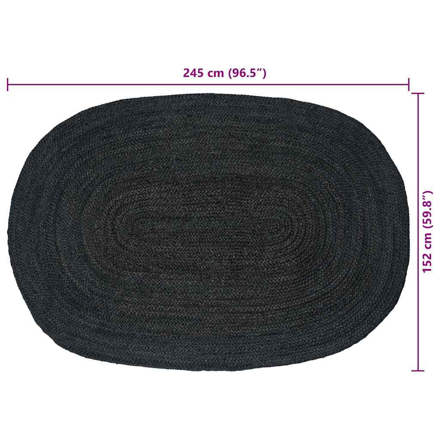 Vloerkleed Natuurlijk En Zwart 300 X 300 Cm Jute 152 x 245 cm Donkergrijs