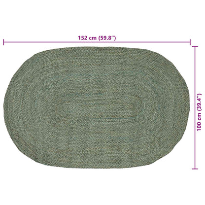 Vloerkleden Olijfgroen 100 x 152 cm Jute