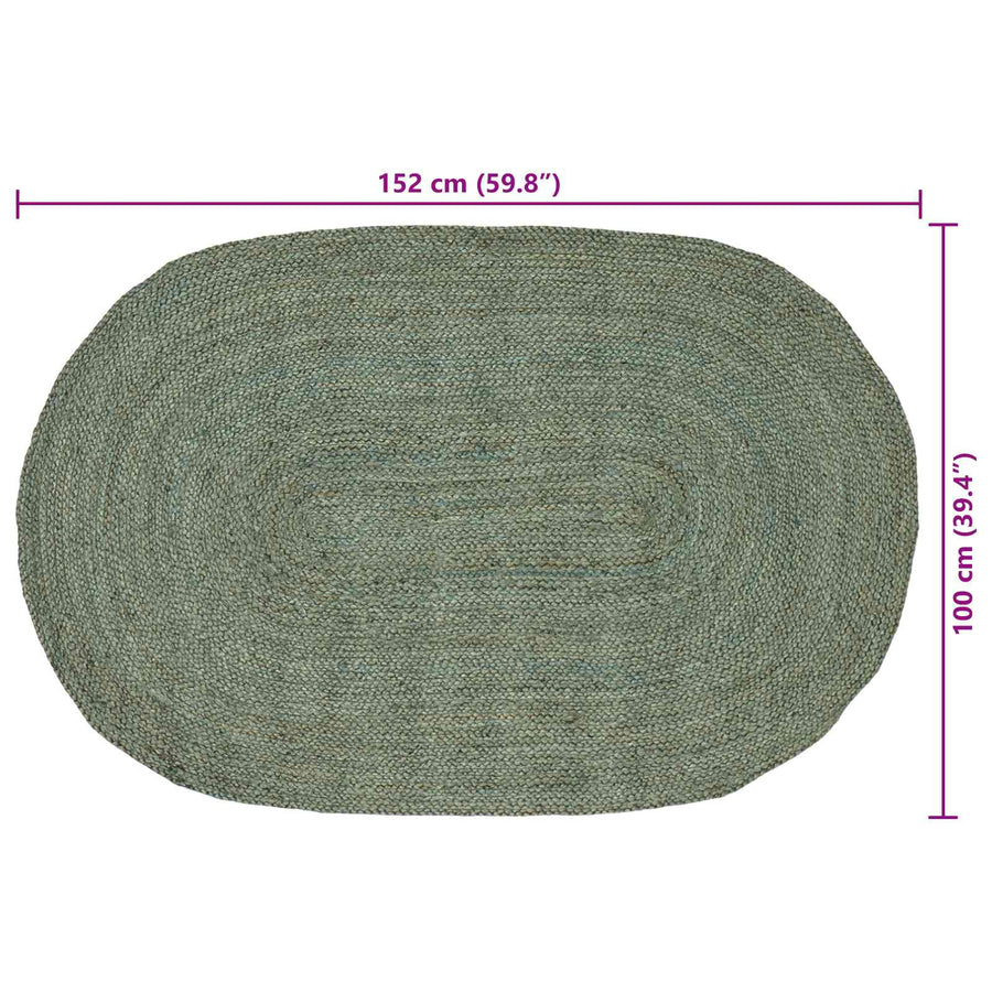 Vloerkleden Olijfgroen 100 x 152 cm Jute