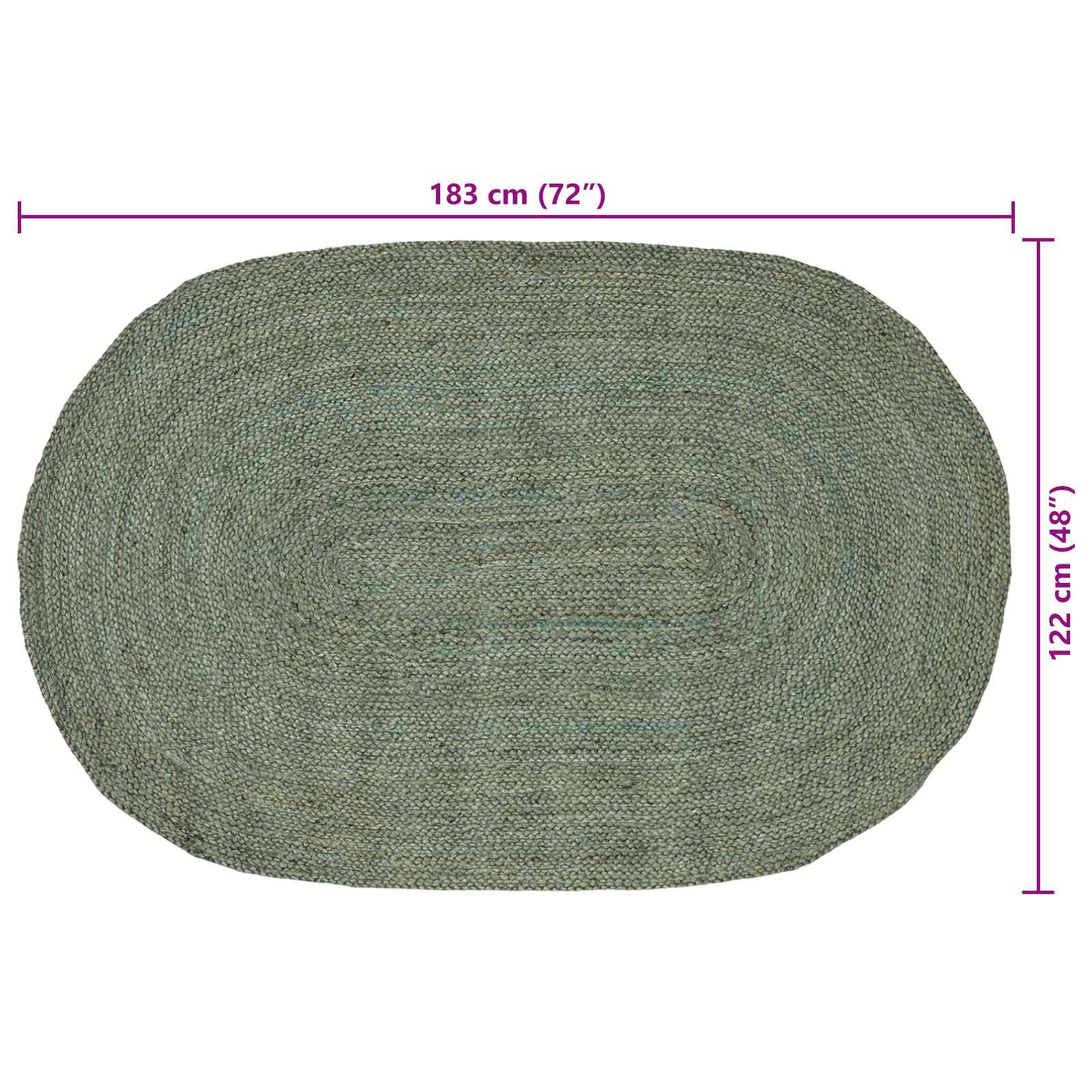 Vloerkleden Olijfgroen 122 x 183 cm Jute