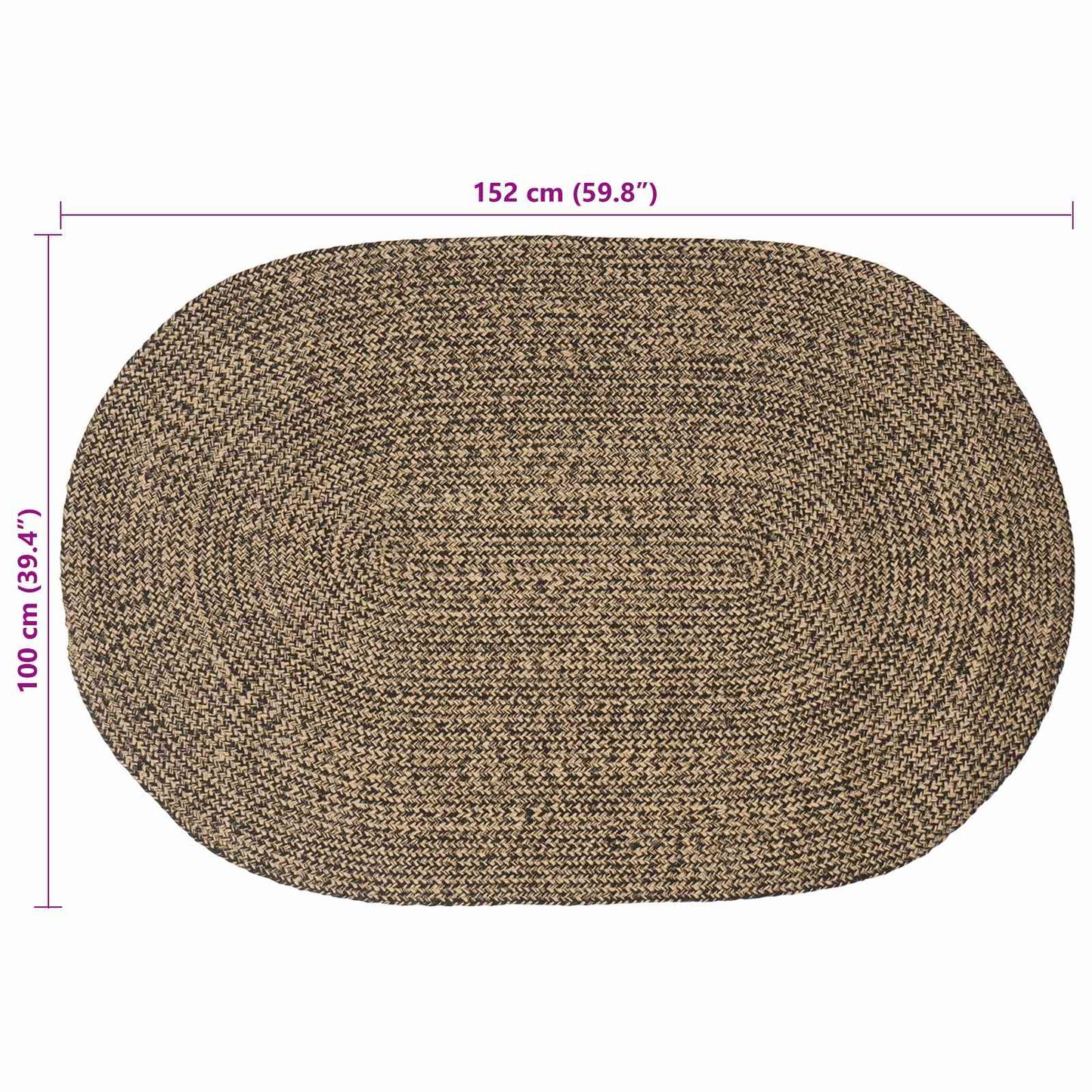 Vloerkleden Zwart 100 x 152 cm Jute