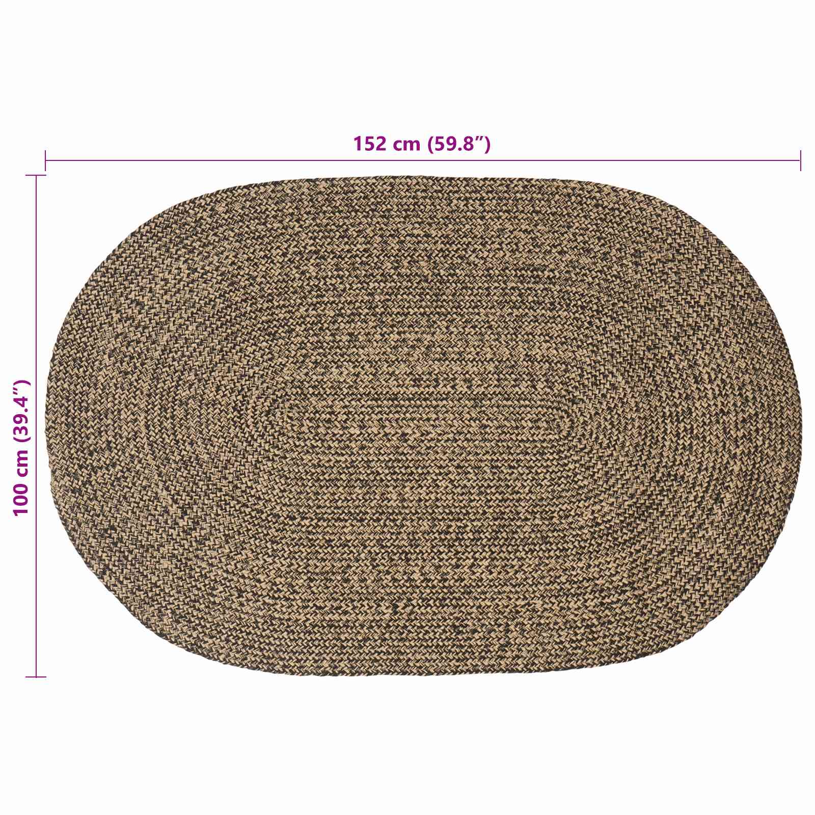 Vloerkleden Zwart 100 x 152 cm Jute