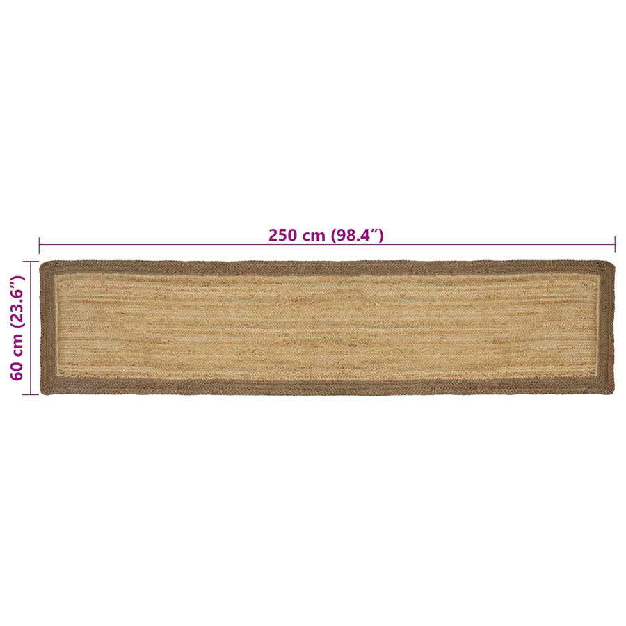 Vloerkleden Rechthoekig Natuurlijk en Grijs 60 x 250 cm Jute