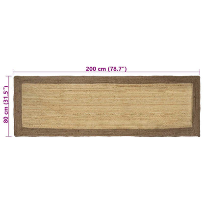 Vloerkleden Rechthoekig Natuurlijk en Grijs 80 x 200 cm Jute
