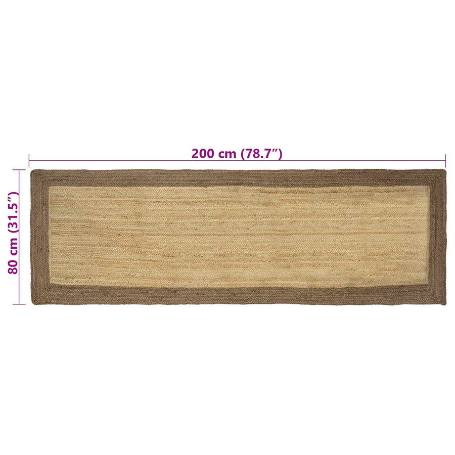 Vloerkleden Rechthoekig Natuurlijk en Grijs 80 x 200 cm Jute